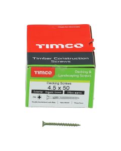 4.5 x 50 Timco Decking Screws PZ Double Countersunk Exterior Green (Box of 200)