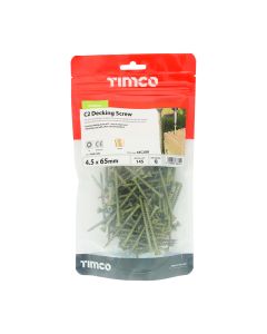 4.5 x 65 Timco C2 Deck-Fix TX Countersunk with Ribs Twin Cut  Green (TIMbag of 145)