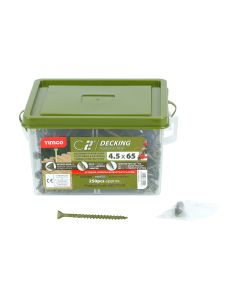 4.5 x 65 Timco C2 Deck-Fix TX Countersunk with Ribs Twin Cut  Green (Tub of 250)