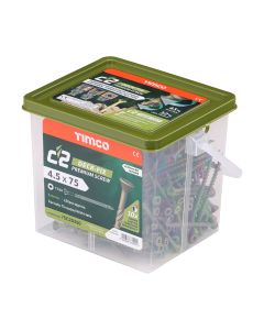 4.5 x 75 Timco C2 Deck-Fix TX Countersunk with Ribs Twin Cut  Green (Tub of 250)