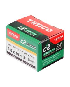 3.5 x 16mm Timco C2 Strong Fix PZ Double Countersunk Sharp Point Premium Wood Screw Zinc-Yellow (Box of 200)