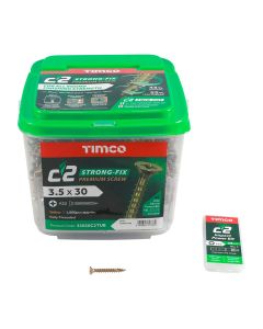 3.5 x 30mm Timco C2 Strong Fix PZ Double Countersunk Sharp Point Premium Wood Screw Zinc-Yellow (Tub of 1800)