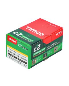 4.0 x 30mm Timco C2 Strong Fix PZ Double Countersunk Sharp Point Premium Wood Screw Zinc-Yellow (Box 0f 200)