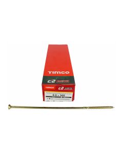 8.0 x 300mm Timco C2 Clamp-Fix Double Countersunk with Ribs Twin Cut Premium Wood Screw Zinc-Yellow (Box of 25)