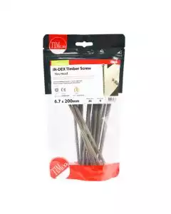 6.7 x 200 mm Timco Timber Frame Construction and Landscaping Screws Hex Exterior Green Organic (TIMbag of 20)